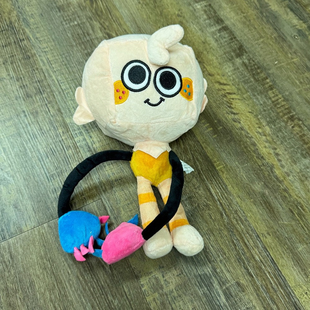 Indie Animation Style Character Plush Toy Peach Yellow Striped 11 Inch Soft Toy